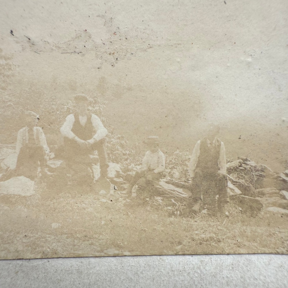 Antique Mounted Photo Boys Outdoors Newsboy Caps Early 1900s Rural Group Scene‎